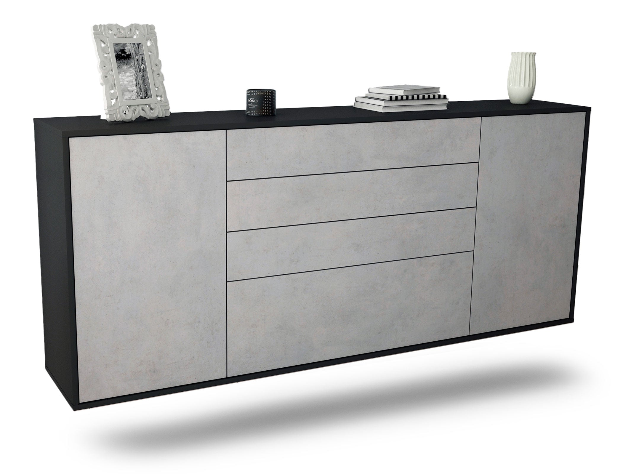 Sideboard Alexandria | hängend | Korpus Anthrazit | Front in Beton Optik | 180x79x35cm (BxHxT) 1 Sideboard Alexandria | hängend | Korpus Anthrazit | Front in Beton Optik | 180x79x35cm (BxHxT)