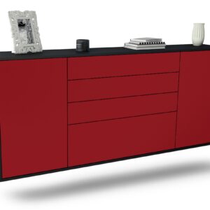Sideboard Alexandria | hängend | Korpus Anthrazit | Front in Bordeaux | 180x79x35cm (BxHxT)