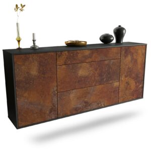 Sideboard Syracuse | hängend | Korpus Anthrazit | Front in Rost Optik | 180x79x35cm (BxHxT)