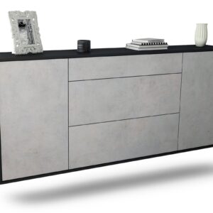 Sideboard Syracuse | hängend | Korpus Anthrazit | Front in Beton Optik | 180x79x35cm (BxHxT)