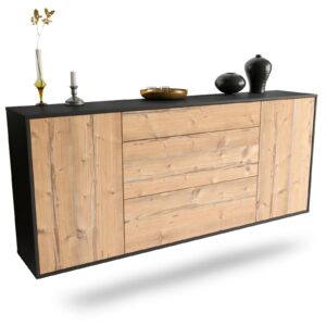 Sideboard Syracuse | hängend | Korpus Anthrazit | Front in Pinie Holz Optik | 180x79x35cm (BxHxT)
