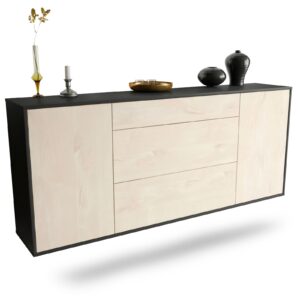 Sideboard Syracuse | hängend | Korpus Anthrazit | Front in Zeder Holz Optik | 180x79x35cm (BxHxT)