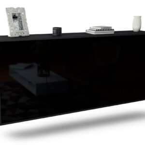 Sideboard Syracuse | hängend | Korpus Anthrazit | Front in Hochglanz Schwarz | 180x79x35cm (BxHxT)