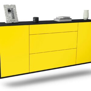 Sideboard Syracuse | hängend | Korpus Anthrazit | Front in Gelb | 180x79x35cm (BxHxT)