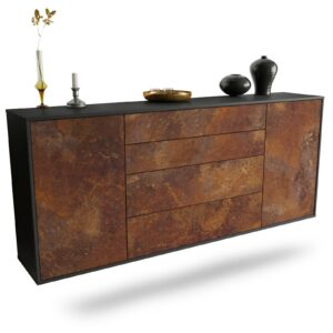 Sideboard Bridgeport | hängend | Korpus Anthrazit | Front in Rost Optik | 180x79x35cm (BxHxT)