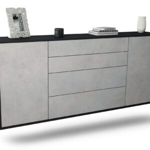 Sideboard Bridgeport | hängend | Korpus Anthrazit | Front in Beton Optik | 180x79x35cm (BxHxT)