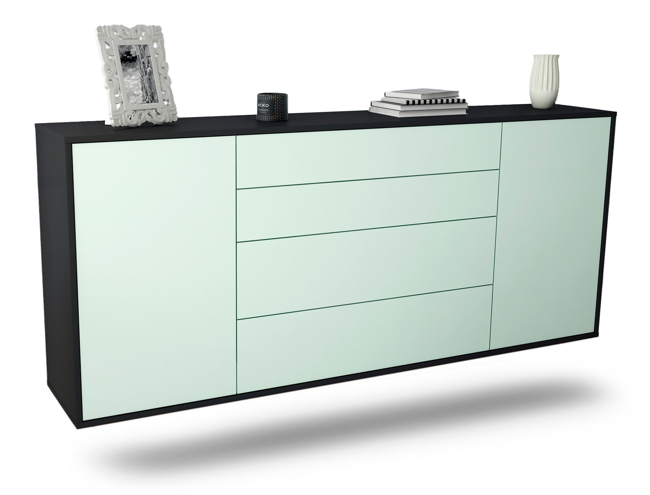 Sideboard Bridgeport | hängend | Korpus Anthrazit | Front in Mint | 180x79x35cm (BxHxT) 1 Sideboard Bridgeport | hängend | Korpus Anthrazit | Front in Mint | 180x79x35cm (BxHxT)