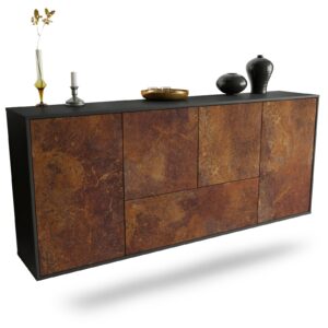Sideboard Escondido | hängend | Korpus Anthrazit | Front in Rost Optik | 180x79x35cm (BxHxT)