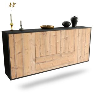 Sideboard Escondido | hängend | Korpus Anthrazit | Front in Pinie Holz Optik | 180x79x35cm (BxHxT)