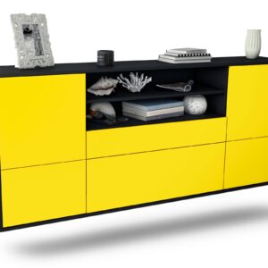 Sideboard Escondido | hängend | Korpus Anthrazit | Front in Gelb | 180x79x35cm (BxHxT)