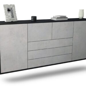 Sideboard Metairie | hängend | Korpus Anthrazit | Front in Beton Optik | 180x79x35cm (BxHxT)
