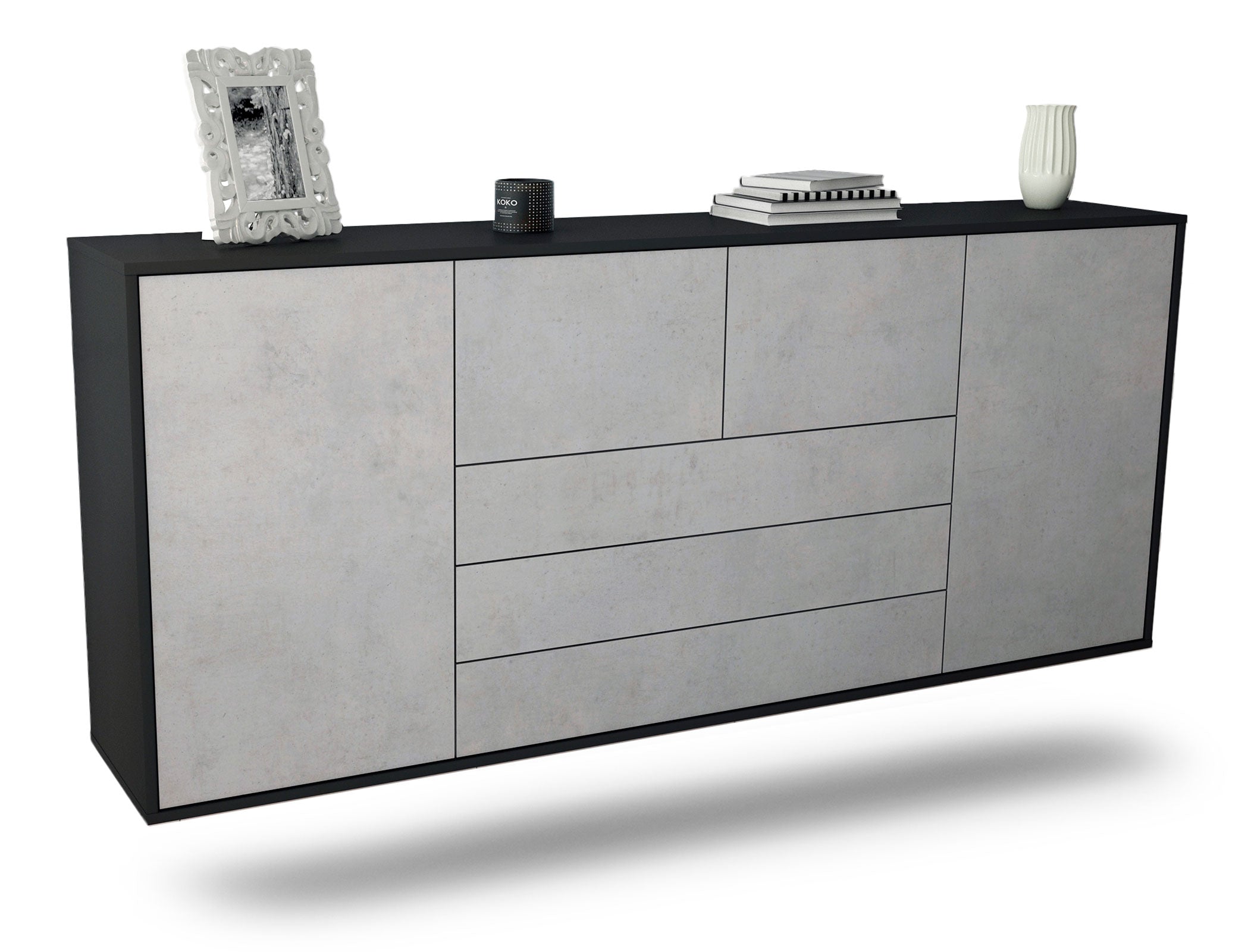 Sideboard Metairie | hängend | Korpus Anthrazit | Front in Beton Optik | 180x79x35cm (BxHxT) 1 Sideboard Metairie | hängend | Korpus Anthrazit | Front in Beton Optik | 180x79x35cm (BxHxT)