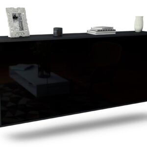 Sideboard Metairie | hängend | Korpus Anthrazit | Front in Hochglanz Schwarz | 180x79x35cm (BxHxT)