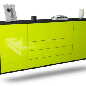 Sideboard Metairie | hängend | Korpus Anthrazit | Front in Hochglanz Grün | 180x79x35cm (BxHxT)