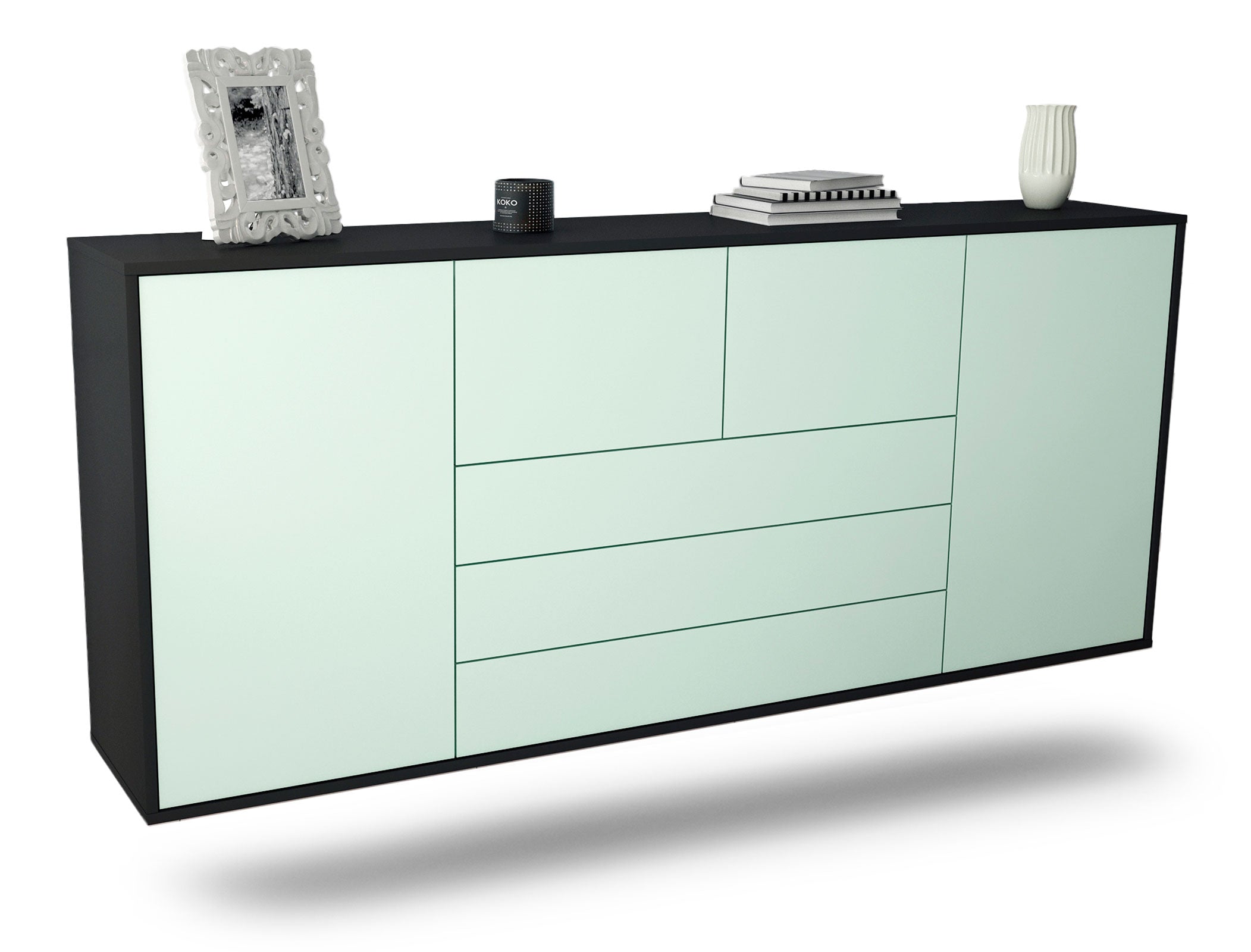 Sideboard Metairie | hängend | Korpus Anthrazit | Front in Mint | 180x79x35cm (BxHxT) 1 Sideboard Metairie | hängend | Korpus Anthrazit | Front in Mint | 180x79x35cm (BxHxT)