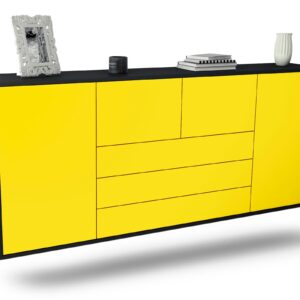 Sideboard Metairie | hängend | Korpus Anthrazit | Front in Gelb | 180x79x35cm (BxHxT)