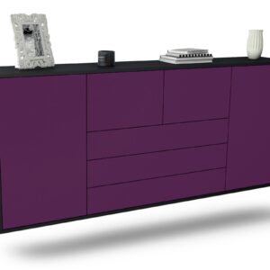 Sideboard Metairie | hängend | Korpus Anthrazit | Front in Lila | 180x79x35cm (BxHxT)