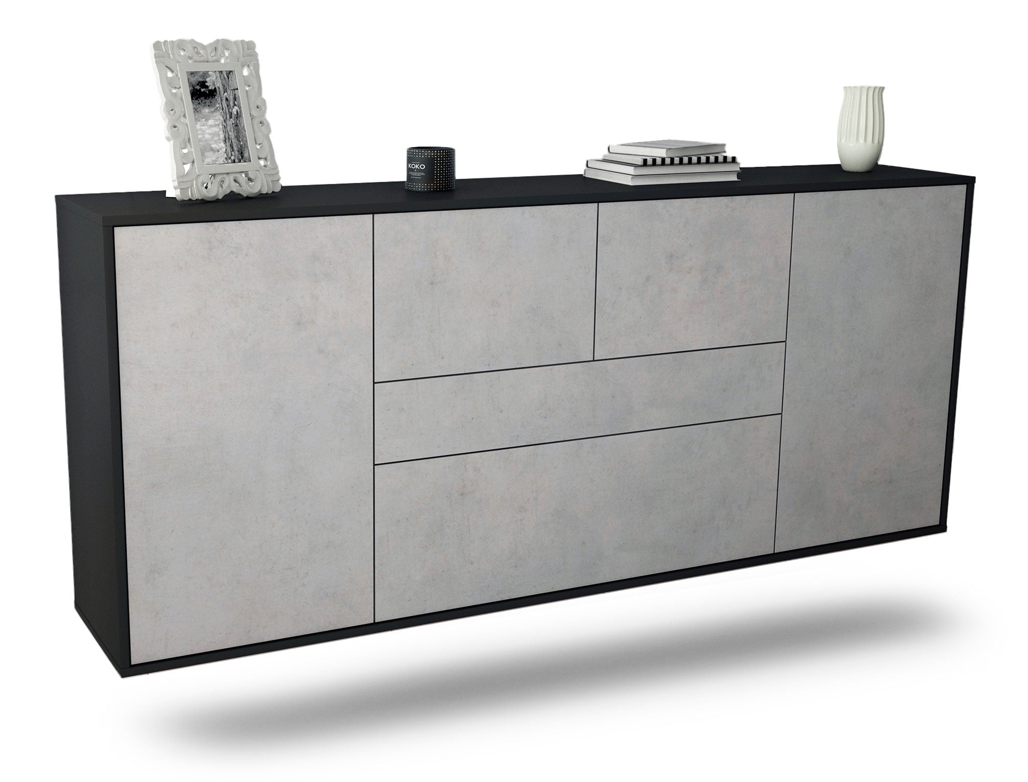 Sideboard Orange | hängend | Korpus Anthrazit | Front in Beton Optik | 180x79x35cm (BxHxT) 1 Sideboard Orange | hängend | Korpus Anthrazit | Front in Beton Optik | 180x79x35cm (BxHxT)