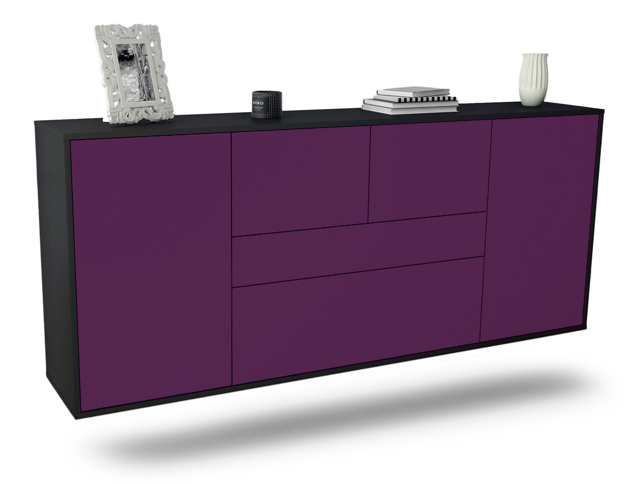 Sideboard Orange | hängend | Korpus Anthrazit | Front in Lila | 180x79x35cm (BxHxT) 1 Sideboard Orange | hängend | Korpus Anthrazit | Front in Lila | 180x79x35cm (BxHxT)