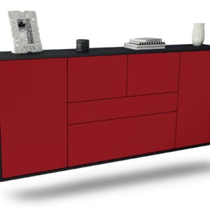 Sideboard Orange | hängend | Korpus Anthrazit | Front in Bordeaux | 180x79x35cm (BxHxT)