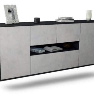 Sideboard Warren | hängend | Korpus Anthrazit | Front in Beton Optik | 180x79x35cm (BxHxT)