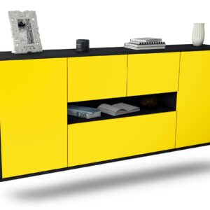 Sideboard Warren | hängend | Korpus Anthrazit | Front in Gelb | 180x79x35cm (BxHxT)