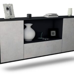 Sideboard Fort Collins | hängend | Korpus Anthrazit | Front in Beton Optik | 180x79x35cm (BxHxT)