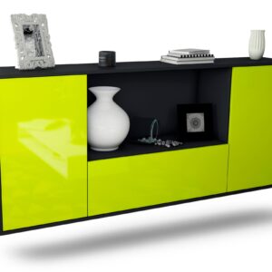 Sideboard Fort Collins | hängend | Korpus Anthrazit | Front in Hochglanz Grün | 180x79x35cm (BxHxT)
