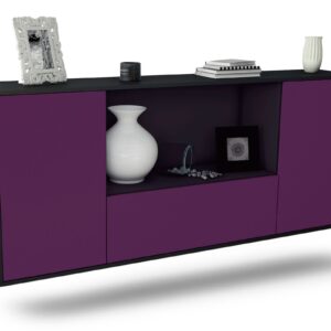 Sideboard Fort Collins | hängend | Korpus Anthrazit | Front in Lila | 180x79x35cm (BxHxT)