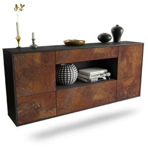 Sideboard East Los Angeles | hängend | Korpus Anthrazit | Front in Rost Optik | 180x79x35cm (BxHxT)