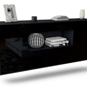 Sideboard East Los Angeles | hängend | Korpus Anthrazit | Front in Hochglanz Schwarz | 180x79x35cm (BxHxT)
