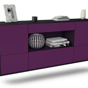 Sideboard East Los Angeles | hängend | Korpus Anthrazit | Front in Lila | 180x79x35cm (BxHxT)