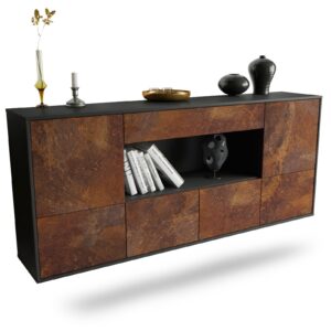 Sideboard Fullerton | hängend | Korpus Anthrazit | Front in Rost Optik | 180x79x35cm (BxHxT)