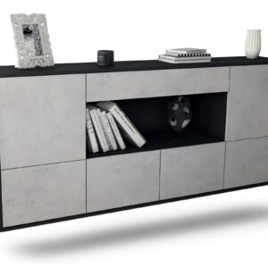 Sideboard Fullerton | hängend | Korpus Anthrazit | Front in Beton Optik | 180x79x35cm (BxHxT)