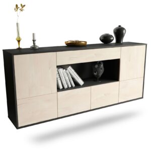 Sideboard Fullerton | hängend | Korpus Anthrazit | Front in Zeder Holz Optik | 180x79x35cm (BxHxT)