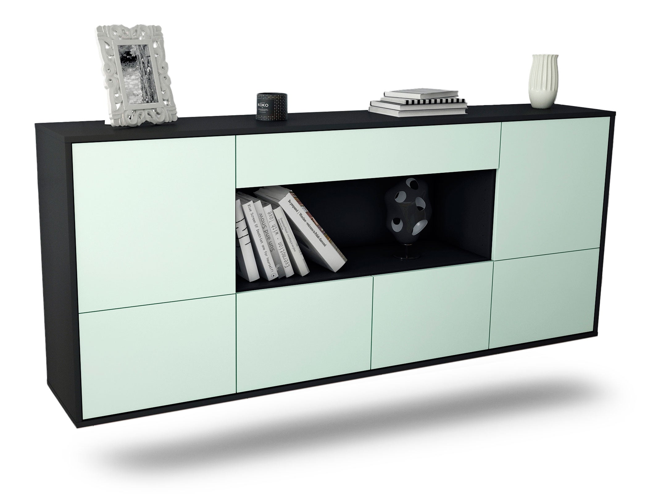 Sideboard Fullerton | hängend | Korpus Anthrazit | Front in Mint | 180x79x35cm (BxHxT) 1 Sideboard Fullerton | hängend | Korpus Anthrazit | Front in Mint | 180x79x35cm (BxHxT)