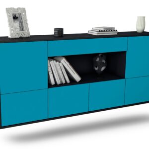 Sideboard Fullerton | hängend | Korpus Anthrazit | Front in Türkis | 180x79x35cm (BxHxT)