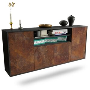 Sideboard Mesquite | hängend | Korpus Anthrazit | Front in Rost Optik | 180x79x35cm (BxHxT)