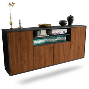 Sideboard Mesquite | hängend | Korpus Anthrazit | Front in Walnuss Holz Optik | 180x79x35cm (BxHxT)