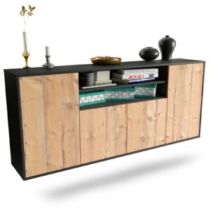 Sideboard Mesquite | hängend | Korpus Anthrazit | Front in Pinie Holz Optik | 180x79x35cm (BxHxT)