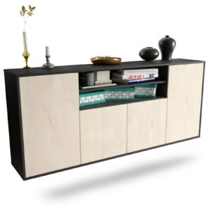 Sideboard Mesquite | hängend | Korpus Anthrazit | Front in Zeder Holz Optik | 180x79x35cm (BxHxT)
