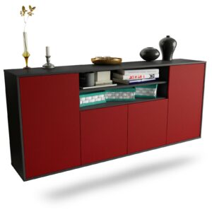 Sideboard Mesquite | hängend | Korpus Anthrazit | Front in Bordeaux | 180x79x35cm (BxHxT)