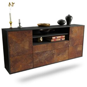 Sideboard Elk Grove | hängend | Korpus Anthrazit | Front in Rost Optik | 180x79x35cm (BxHxT)