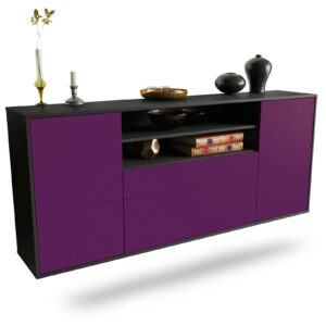 Sideboard Elk Grove | hängend | Korpus Anthrazit | Front in Lila | 180x79x35cm (BxHxT)