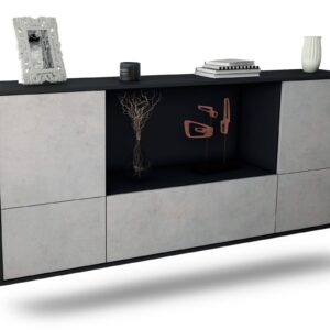 Sideboard Sunnyvale | hängend | Korpus Anthrazit | Front in Beton Optik | 180x79x35cm (BxHxT)