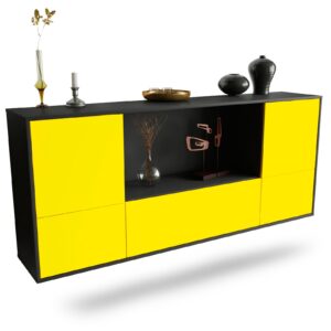 Sideboard Sunnyvale | hängend | Korpus Anthrazit | Front in Gelb | 180x79x35cm (BxHxT)