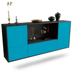 Sideboard Sunnyvale | hängend | Korpus Anthrazit | Front in Türkis | 180x79x35cm (BxHxT)