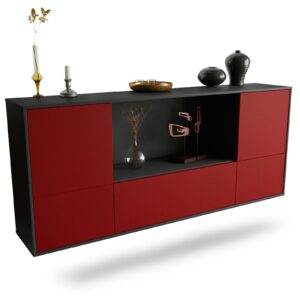 Sideboard Sunnyvale | hängend | Korpus Anthrazit | Front in Bordeaux | 180x79x35cm (BxHxT)