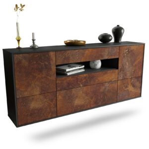 Sideboard Savannah | hängend | Korpus Anthrazit | Front in Rost Optik | 180x79x35cm (BxHxT)