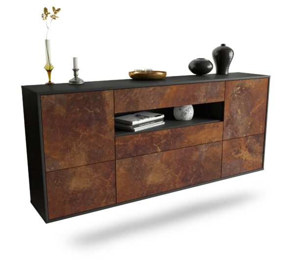 Sideboard Savannah | hängend | Korpus Anthrazit | Front in Rost Optik | 180x79x35cm (BxHxT)